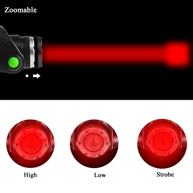 Red Light Headlamp,3 Mode Red LED headlamp,Zoomable Red headlamp,Adjustable Focus Red LED Headlight for Astronomy, Aviation, Night Observation,etc