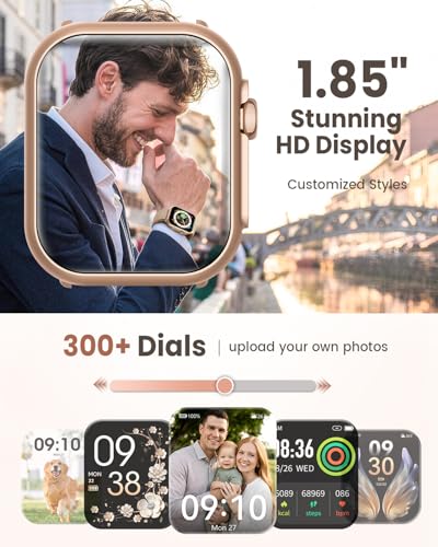 Smart Watch for Women for iPhone Android:1.85" Smartwatch Fitness Tracker Pinksand 1.85