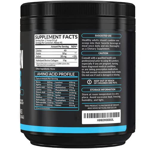AMPLICELL Multi Collagen Peptides Powder for Men & Women, 41 Servings Unflavored Powder 15.9 Ounce (Pack of 1)