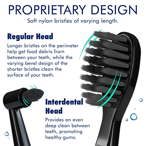Sonic-FX Solo Electric Toothbrush w/ 10 Brush Heads + 1 Interdental, Charcoal Bristles, Rechargeable, Charging/Storage Base, 3 Brush Modes, Smart Timer, 2 Months Use on Full Charge, Blue Color 8 Pack - Blue