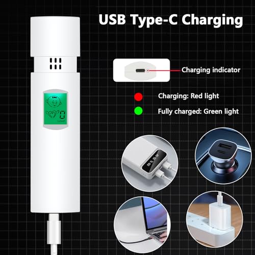 Bad Oral Breath Detector USB Rechargeable Oral Odor Breath Tester – Professional & Portable Bad Breath Checker for Personal Oral Cavity Monitor – White