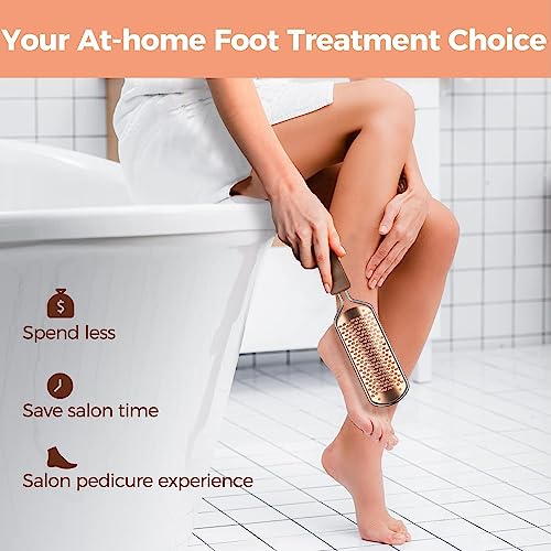 Foot File Foot Scrubber Pedicure - Callus Remover for Feet Easkep Professional Grater Rasp Foot Scraper Corns Callous Removers Cracked Dead Skin Remover for Dry and Wet Feet (Golden) Golden
