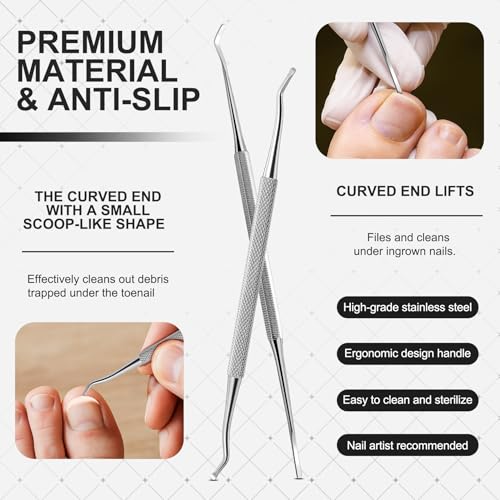 FERYES Ingrown Toenail Removal Tool Kit - 6 Piece Pedicure & Manicure Tools Set with Nail Files, Lifters, Cuticle Trimmers - Podiatrist Grade Nail Care Kit for Thick & Ingrown Nails