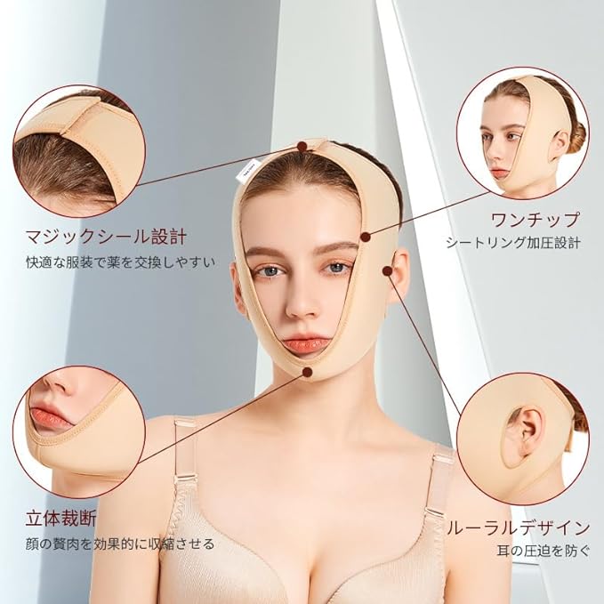AAGWW Face Line Band, Anti-Wrinkle, Chin Lift, Cheek Lifting, Small Face Slack, Face Lifting, Beauty Tool (Product Contents: Face Slim Belt, Skin Color, Medium Size, 1 Piece Set) -  Australia