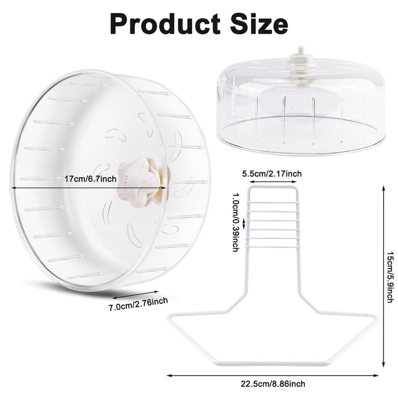 6.7inch Hamster Exercise Wheel, FHDUSRYO Transparent Hamster Running Wheel with Metal Stand, Silent Spinner Hamster Wheel, Pet Running Toy Cage Accessory for Small Animals, Mice Rat, Hedgehog - BeesActive Australia