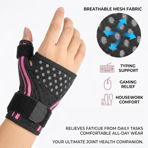 Pink Breathable Thumb Brace for Wrist Support