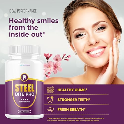 IDEAL PERFORMANCE (5 Pack) Steel Bite Pro Teeth Supplement for Teeth and Gum Repair Dental (300 Capsules)
