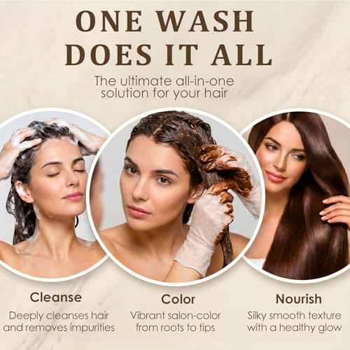 Callmynm Dark Brown Hair Dye Shampoo, 100% Gray Coverage Hair Color Shampoo