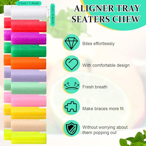 110 Pcs Aligner Chewies for Aligner Tray, 11 Colors and Flavors 1.4 Inch
