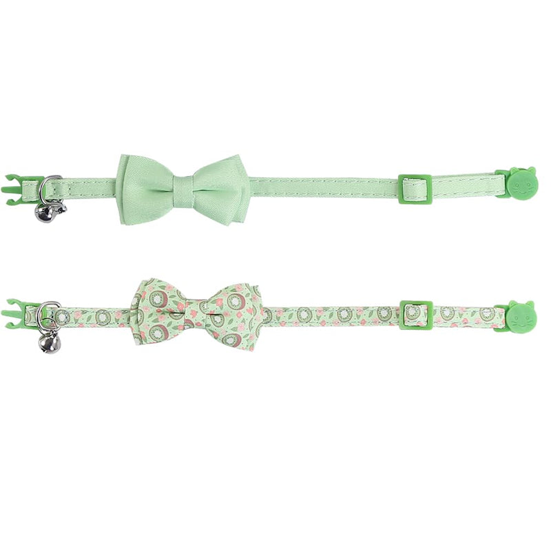 2 Pack/Set Cat Collar Breakaway with Cute Bow Tie and Bell Fruit for Kitty Adjustable Safety kiwi fruit - BeesActive Australia