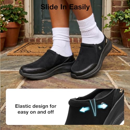 ZURIN Orthopedic Mules Shoes for Women, Mule Sneakers with Arch Support 10 Black