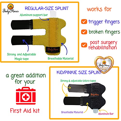 BodyMoves 5 Finger Splints plus 1 pinkie/kid splint (with Black Pinkie) with Black Pinkie