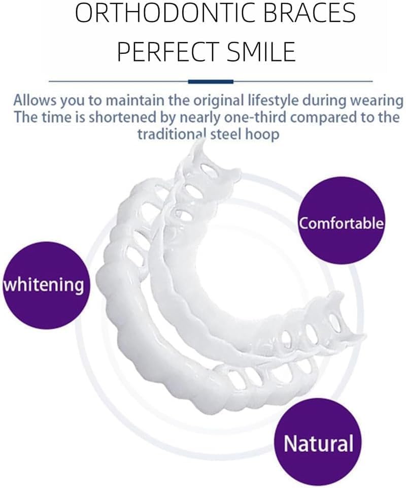 2 Pairs Top and Bottom Set, Freely Adjustable, Stable Snug Fit, Natural Realistic Look, Elevate Personal Confidence Teeth Whitening Kits(Bright White) Bright White 1 Count (Pack of 2)