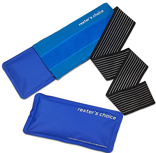 2 Soft Gel Ice Packs for Injuries Reusable with Extra Comfy Adjustable Cold Pack Wrap, Flexible Hot and Cold Compress 5x9 Inch (Pack of 2)