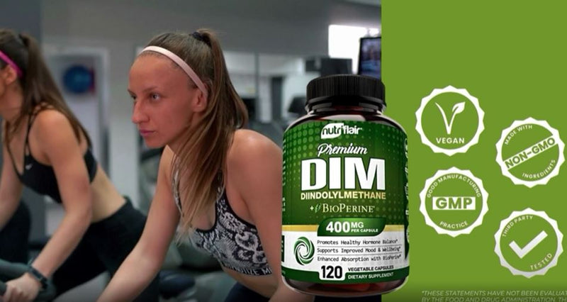 NutriFlair DIM 400mg with BioPerine, 120 Capsules - High Potency Diindolylmethane Supplement - for Men & Women - Vegan, Non-GMO - 4 Month Supply