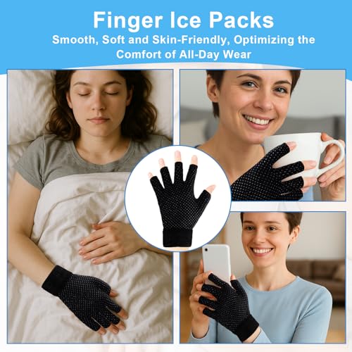 Finger Arthritis Compression Hand Ice Pack Gloves for Pain Relief Adjustable Wrist Ice Pack for Hot & Cold Therapies, Reusable Ice Glove, Gel Cooling Gloves for Tendinitis, Carpal Tunnel
