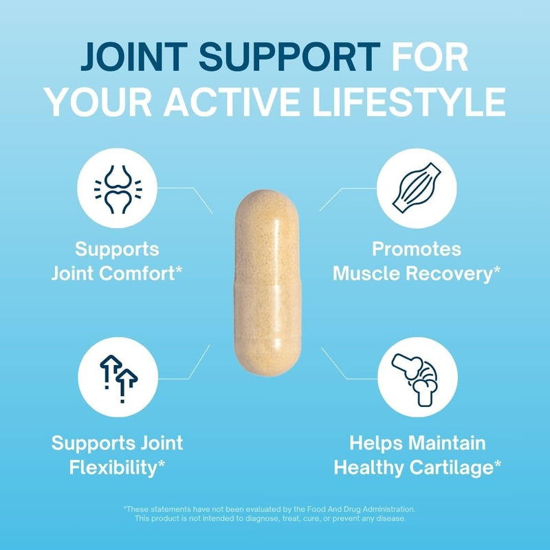 Joint Support Supplement - Joint Supplement, Knee, Tendon and Ligament Supplements - Joint Supplements for Men & Women with Marine Collagen, Omega 3, Glutamine & Vitamin D3-60 Capsules