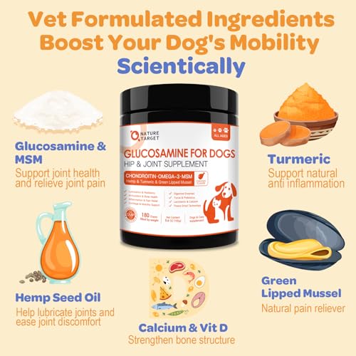 Omega 3 Fish Oil for Dogs, Glucosamine for Dogs 180 Counts