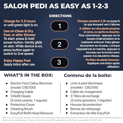 Electric Foot Callus Remover with Vacuum - Own Harmony Professional Pedicure Tools Kit for Powerful Pedi Feet Care Vac, Electronic Foot File CR2100, Best for Hard, Dry, Cracked, Dead Skin (3 Rollers) Quantum Silver