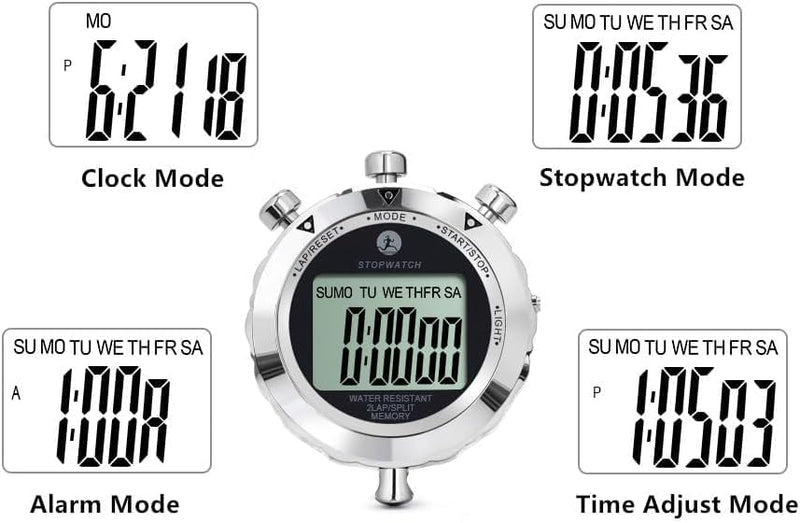 Stopwatch Timer, Digital Stop Watch with 0.01second & 0.001second Timing, Metal 10/100/400 Laps Memory, Rolilink Large dispaly Alarm Clock for Coach Sports Running Marathon 2 Lap With Backlight-metal - BeesActive Australia