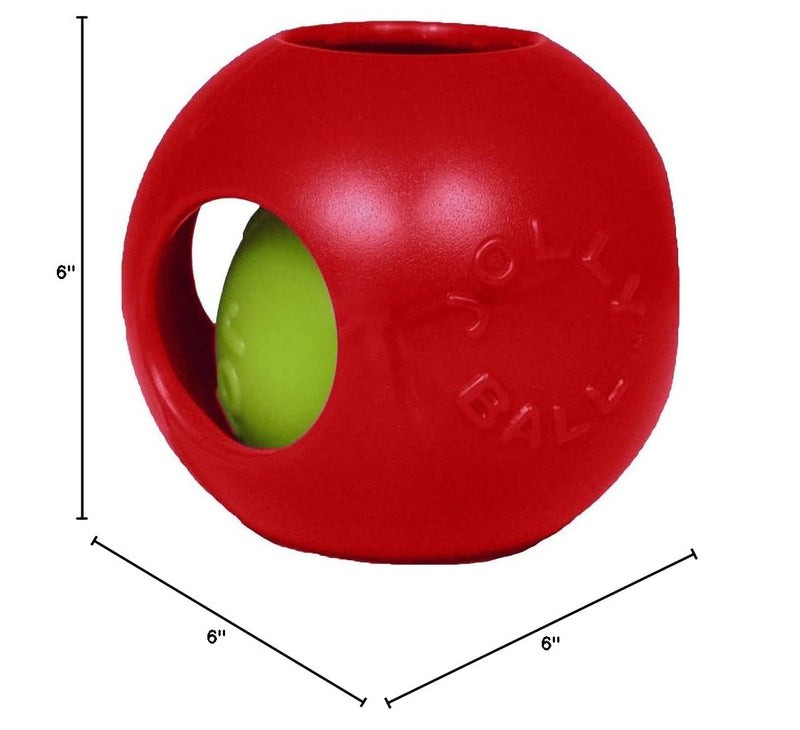 Jolly Pets Teaser Ball Dog Toy, Medium/6 Inches, Red Medium (6 in) - BeesActive Australia