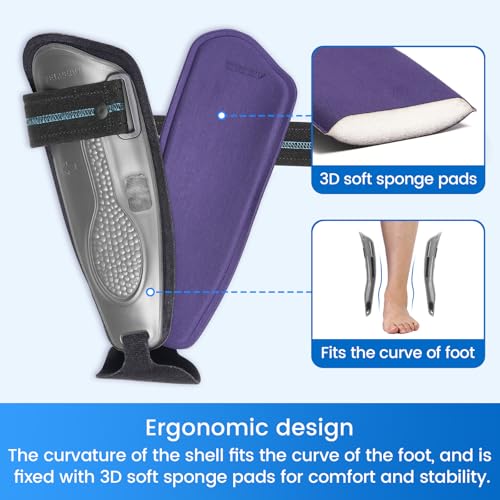 Velpeau Ankle Stabilizer Brace for Sprain, Ligament Injury (Grade 1 to 2), Tendonitis, Adjustable Stirrup Ankle Support Splint for Women and Men,Reversible Left & Right Feet, One Size(Foam Pads, Grey) Foam Pads