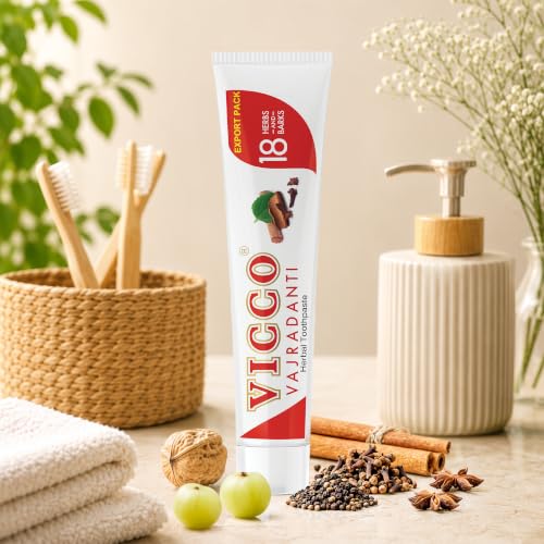Vicco Vajradanti Ayurvedic Herbal Toothpaste for Oral Care & Gum Health - 70 Year Legacy of Ayurveda, with 18 Ayurvedic Herbs & Barks, Fluoride-Free - 7 oz (3 Pack)