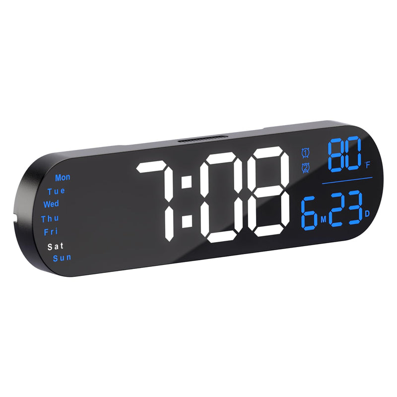 ANALOI Digital Wall Clock Large Display, 13.7 inch Large Digital Wall Clock with RGB Color Changing Remote Control, Date Week Temperature DST, Auto Brightness Dimmer Big Clock with Night Lights Blue - BeesActive Australia