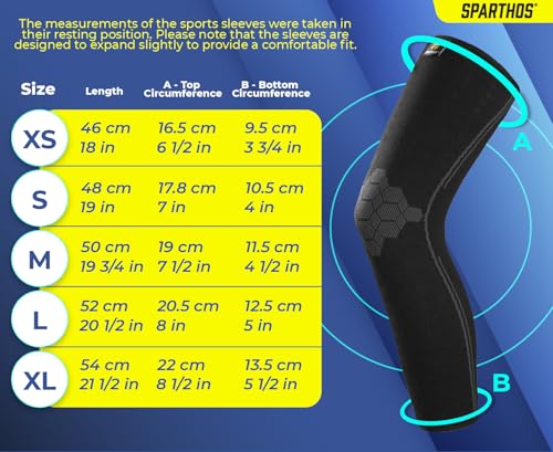 Sparthos Compression Leg Sleeve Men, Full Leg Compression Sleeve, Black-M Midnight Black Medium