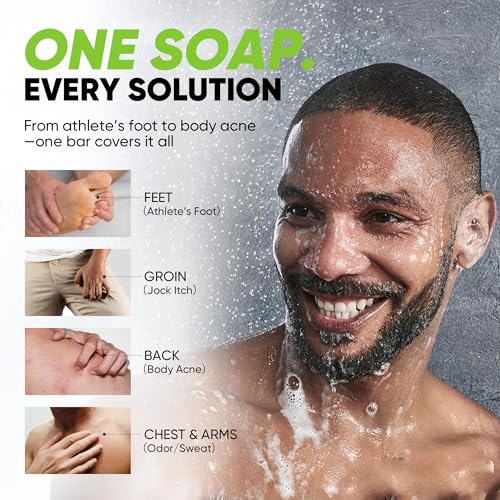 Roycederm Antifungal Soap for Active Skin – Medicated Bar for Athlete’s Foot, Jock Itch, Ringworm with Tea Tree Oil, Charcoal & Volcanic Ash 2 Pack Soap