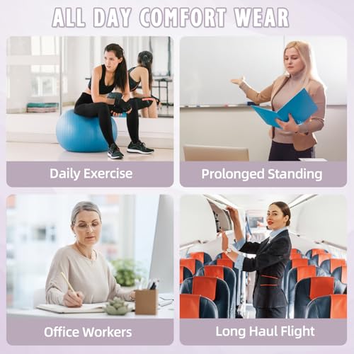 20-30mmHg Footless Compression Leggings for Women,Waist High Tights Medium 2 Pair-black