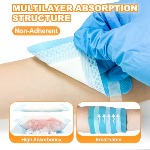 Carbou 4" x 4" Super Absorbent Wound Dressing, 20 Pack, Non-Adhesive Pads 4"x 4"(Pack of 20)