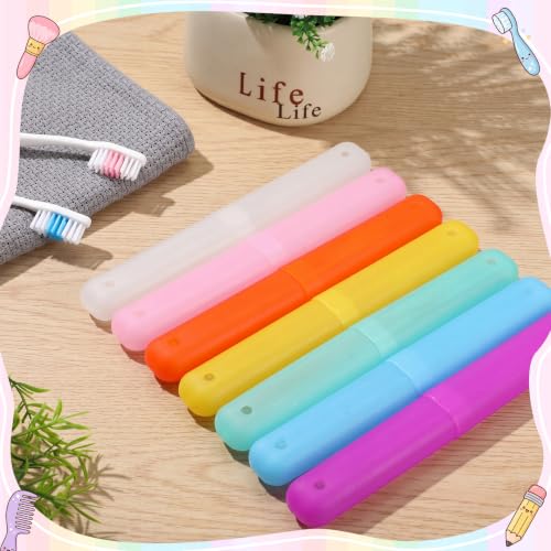 Boao 30 Pcs Toothbrush Holder Case Portable Travel for Kids,Vivid Color pink, blue, green, orange, white, yellow