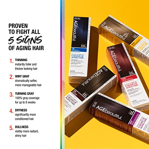 AGE beautiful Permanent Hair Color Cream, 100% Gray Coverage Hair Dye with Biotin Anti-Aging Formula for Fuller, Thicker Hair, Professional Salon Quality Hair Color Dye & Developer 7NNV Dark Intense Neutral Violet Blonde