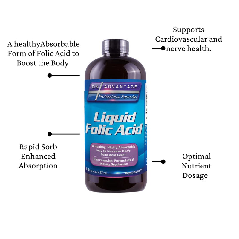 Liquid Folic Acid 800 MCG, 8 oz.