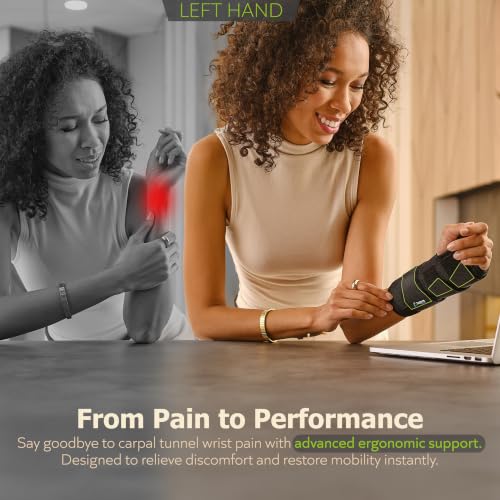 ZOFORE SPORT Wrist Brace for Carpal Tunnel with Metal Splint, Men and Women, Left Hand, XL Left Hand - L/XL Black