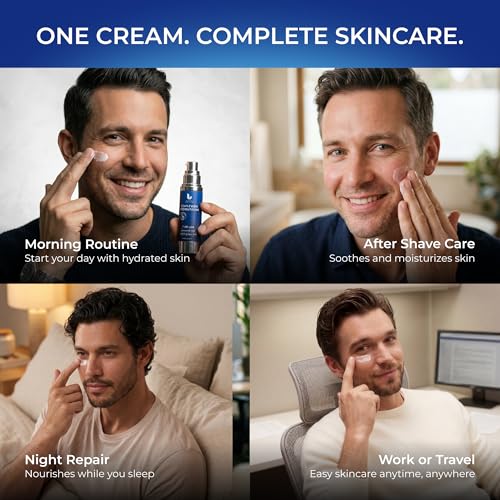 Uttse 6 in 1 Face Cream for Men: Men's Anti Aging Face Cream w/Niacinamide Caffeine & Hyaluronic Acid - Skin Care for Men (2 Pack) - Made in Korea 1.7 Fl Oz (Pack of 2)