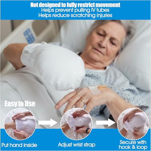 MESINURS Restraint Gloves for Elderly, Double Security Mitts with Adjustable Wrist Straps, Soft Extra Padded for Comfort & Protection,2 Pcs 2