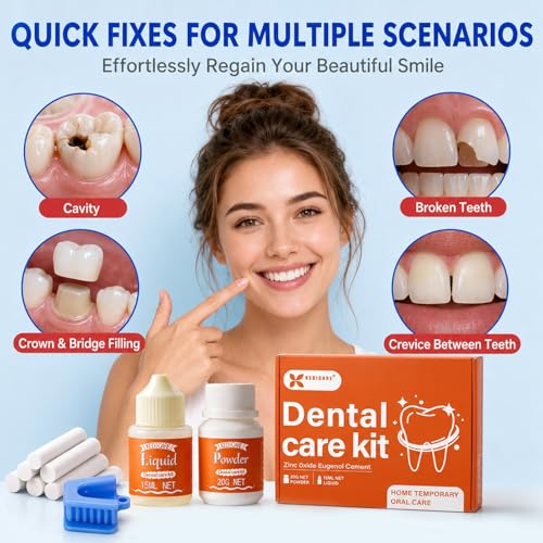 Zinc Oxide Eugenol Cement Dental Care Kit, Instant Tooth Repair Kit, Home Oral Temporary Dental Tooth Fillings, Self-Curing, Strong Bond Dental Cement Kit