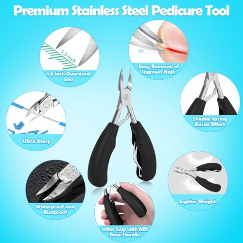 Modacraft 11-Piece Toenail Care Kit - Effective Ingrown Toenail Treatment with Toenail Clippers for Thick Toenails, Corrector & Other Pedicure Tools for Feet and Hand 11Pcs/set Ingrown Toenail Tools Kit