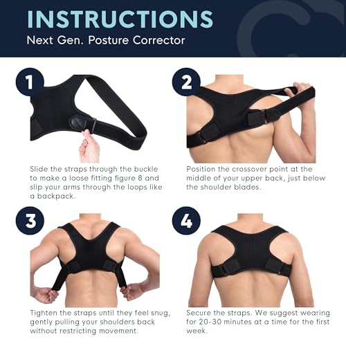 Copper Compression Posture Corrector for Men & Women - Adjustable Copper Infused Orthopedic Brace for Pain Relief from Bad Posture, Slumping - Targets Upper Back, Shoulders, Neck, Clavicle Small/Medium (Pack of 1)
