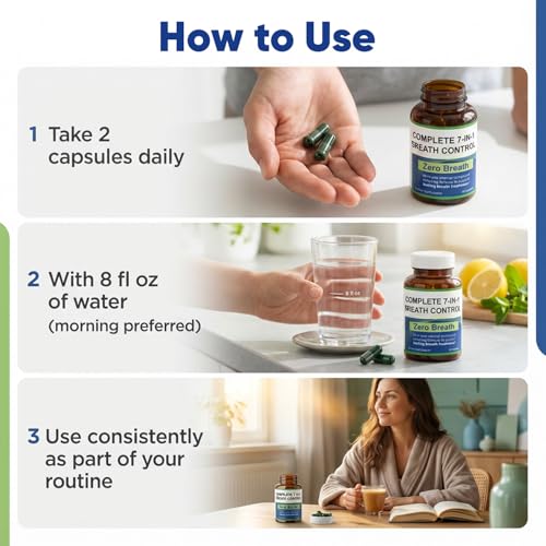 Zero Breath Capsules, Zero Breath 7 in 1 Bad Breath Solution with Organic Chlorophyllin, Natural Mint Extract, Magnesium Citrate and More