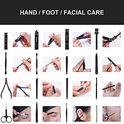 FAMILIFE Manicure Set, Nail Kit 11 in 1 pedicure kit Stainless Steel Mens Manicure Kit Leather and Gifts for Men, and 16pcs Manicure Set Nail Clippers Pedicure Kit Manicure Kit Nail Clipper Set