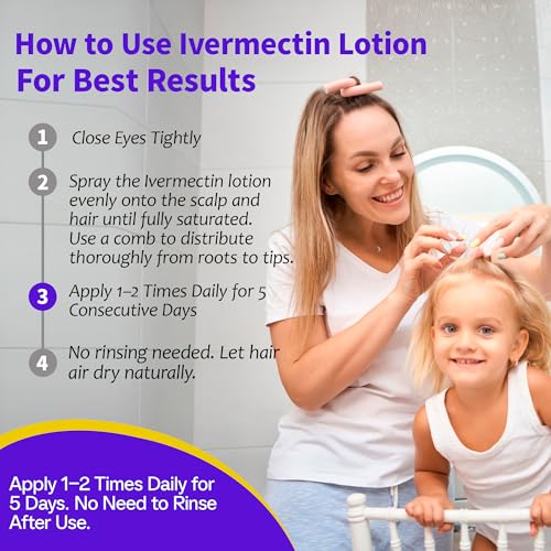 Ivermectin Lotion 0.5%, Formulated for Lice Treatment, No Head Combing Required & Just One Application Will Done, 2 oz