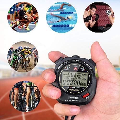 Professional Timer Stopwatch, Digital Sports Stopwatch with Countdown Timer, 2 * 100 Lap Memory, 0.001 Second Timing,Multi Functional Stopwatch for Swimming Running Football Training
