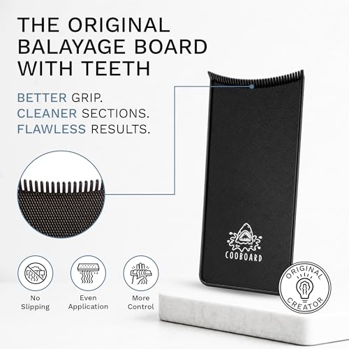 Authentic Cooboard Balayage Board with Teeth | Original Highlighting Paddle from The Maker of Cooboard Hair Highlighting Kit | Easy to Clean, Sturdy, Lightweight (Black) Black