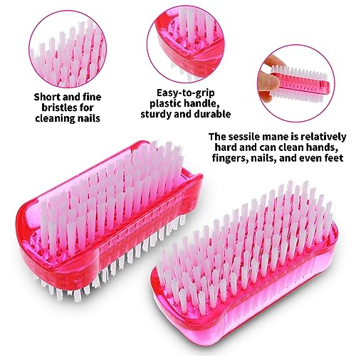 Amaxiu Nail Cleaning Brushes, Double Sided Nail Clean Up Brush with Nylon Stiff Bristles Fingernail Brush for Cleaning Cuticles Fingernails Toes Nail Hand Scrub Brush for Men Women, 2 Pcs(Red, Blue)