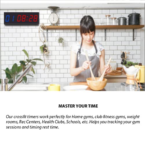 Gym Clock With Remote, 1.5" 1.8" Metal LED Timer, Crossfit Workout Stopwatch, Tabata Countdown for Home 1.5“ Metal & Remote Blue + Red - BeesActive Australia