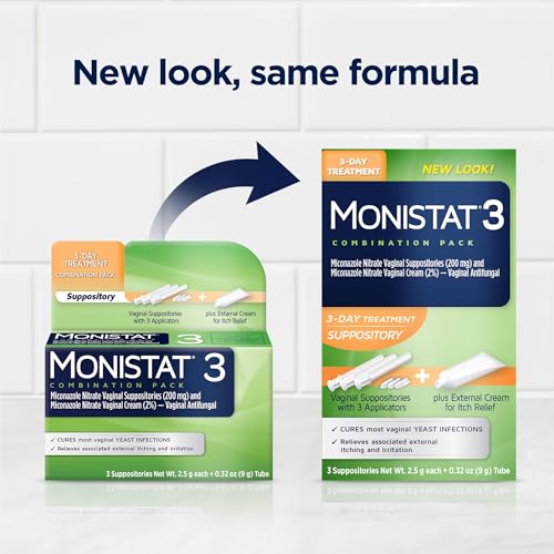 Monistat 3-Day Yeast Infection Treatment, Miconazole Vaginal Suppositories Suppositories + Itch Cream
