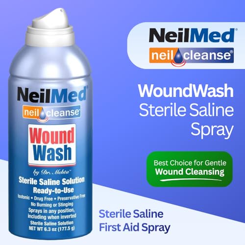 NeilMed Cleanse Sterile Saline Wound Wash, 6.3 Ounce 6.3 Fl Oz (Pack of 1)